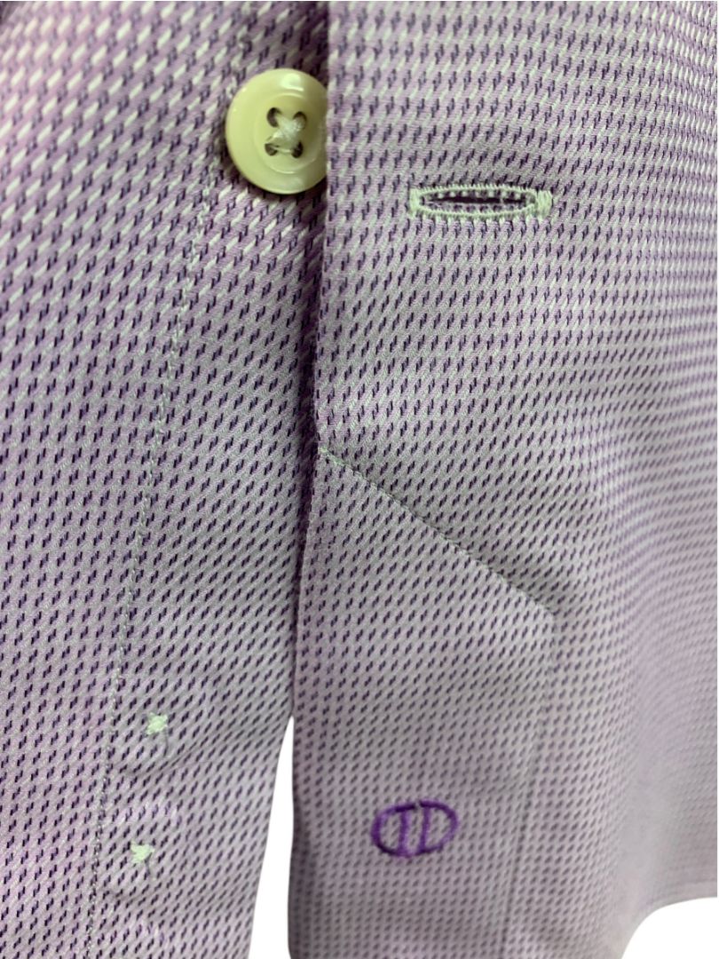 XL (17.5 32/33) David Donahue Mens Dress Shirt Button Up Purple White
