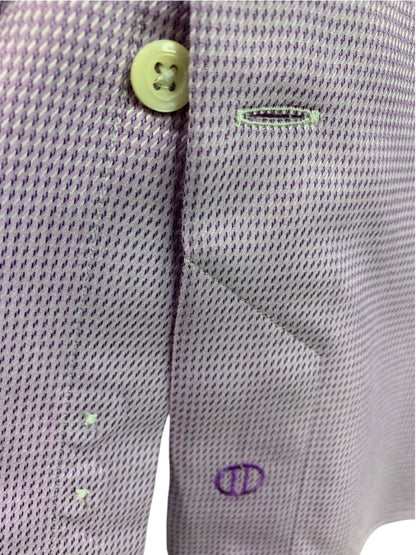 XL (17.5 32/33) David Donahue Mens Dress Shirt Button Up Purple White