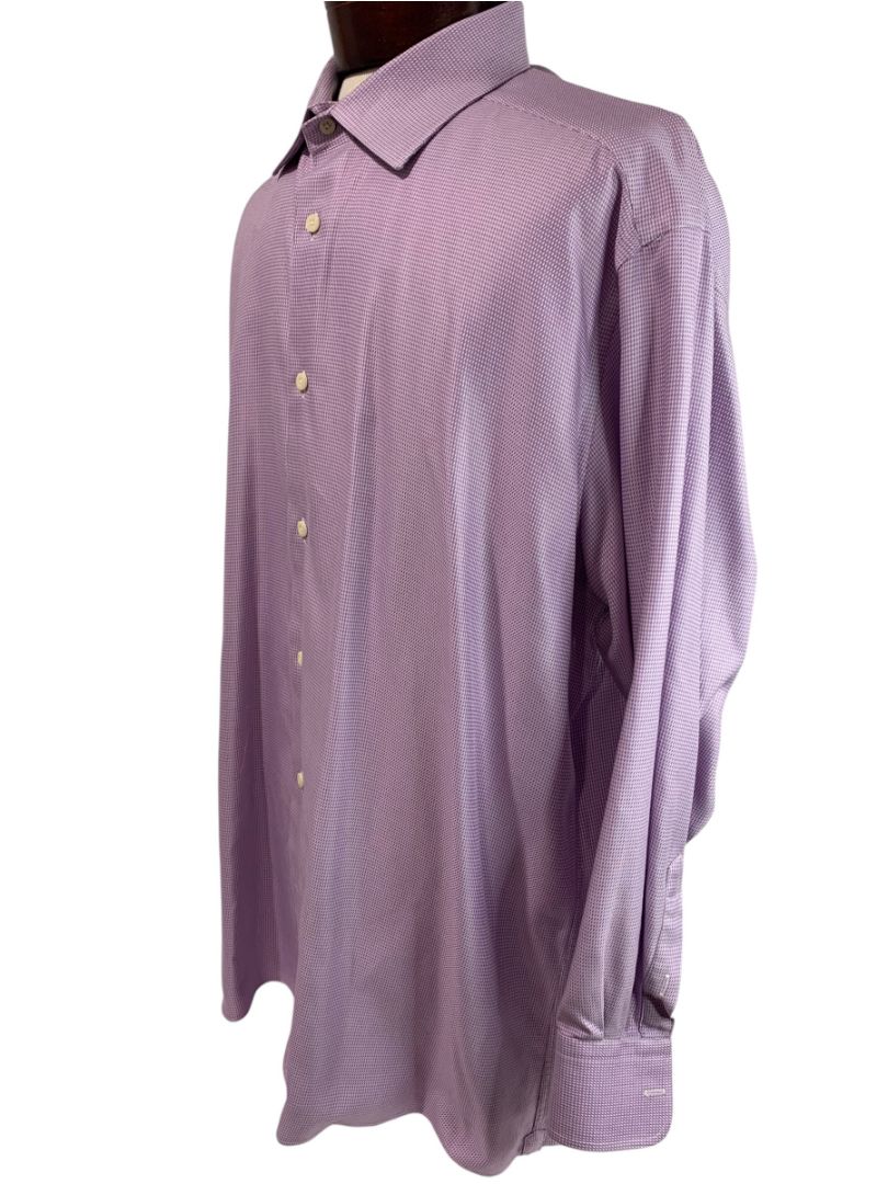 XL (17.5 32/33) David Donahue Mens Dress Shirt Button Up Purple White