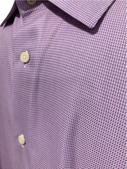 XL (17.5 32/33) David Donahue Mens Dress Shirt Button Up Purple White