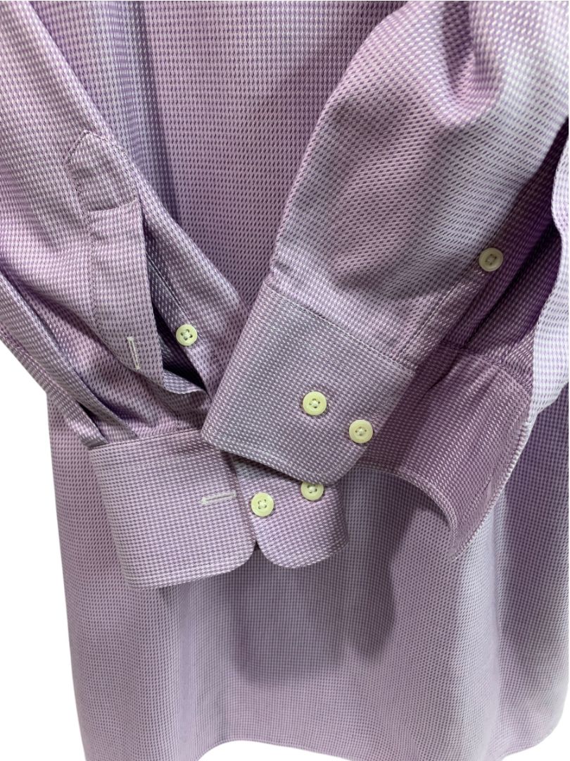 XL (17.5 32/33) David Donahue Mens Dress Shirt Button Up Purple White