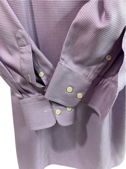 XL (17.5 32/33) David Donahue Mens Dress Shirt Button Up Purple White