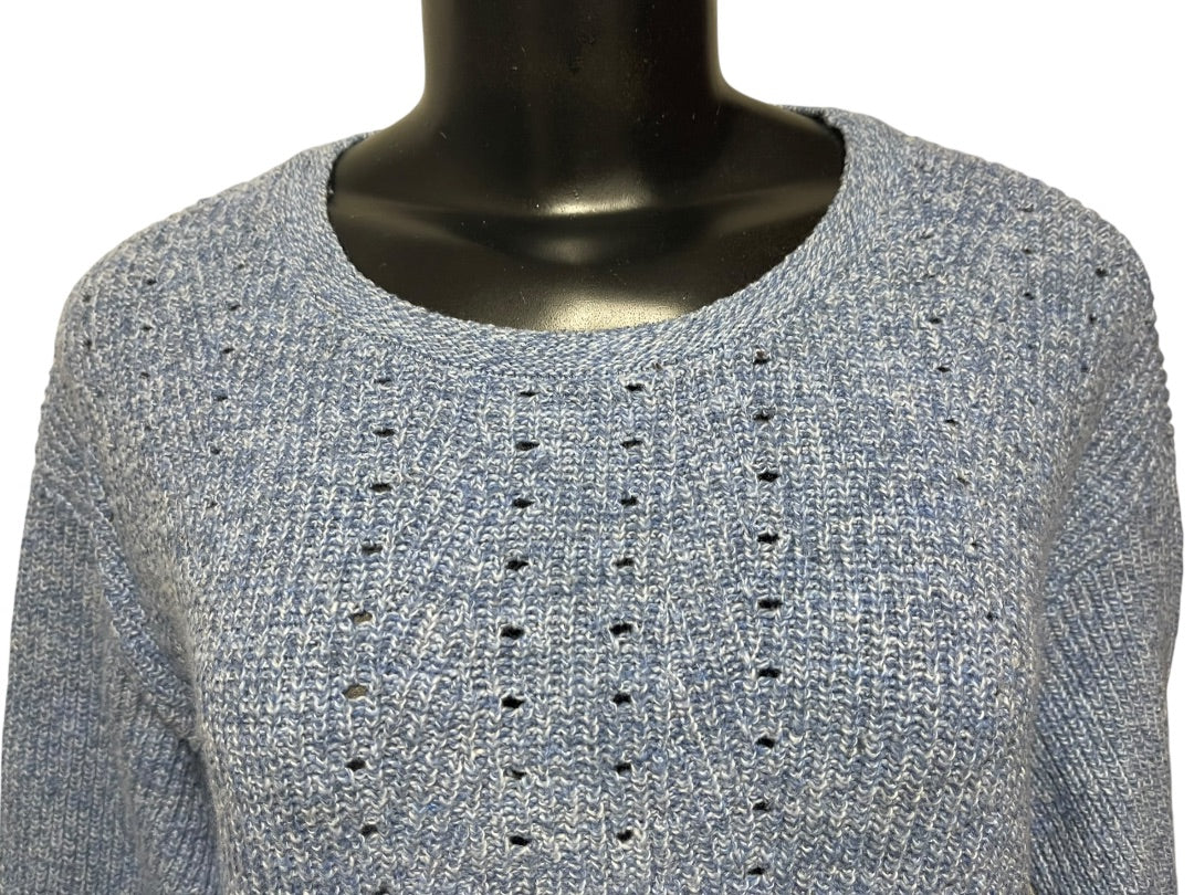 Small Talbots Womens Marled Cornflower Blue Sweater Lace Up Detail
