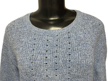 Small Talbots Womens Marled Cornflower Blue Sweater Lace Up Detail