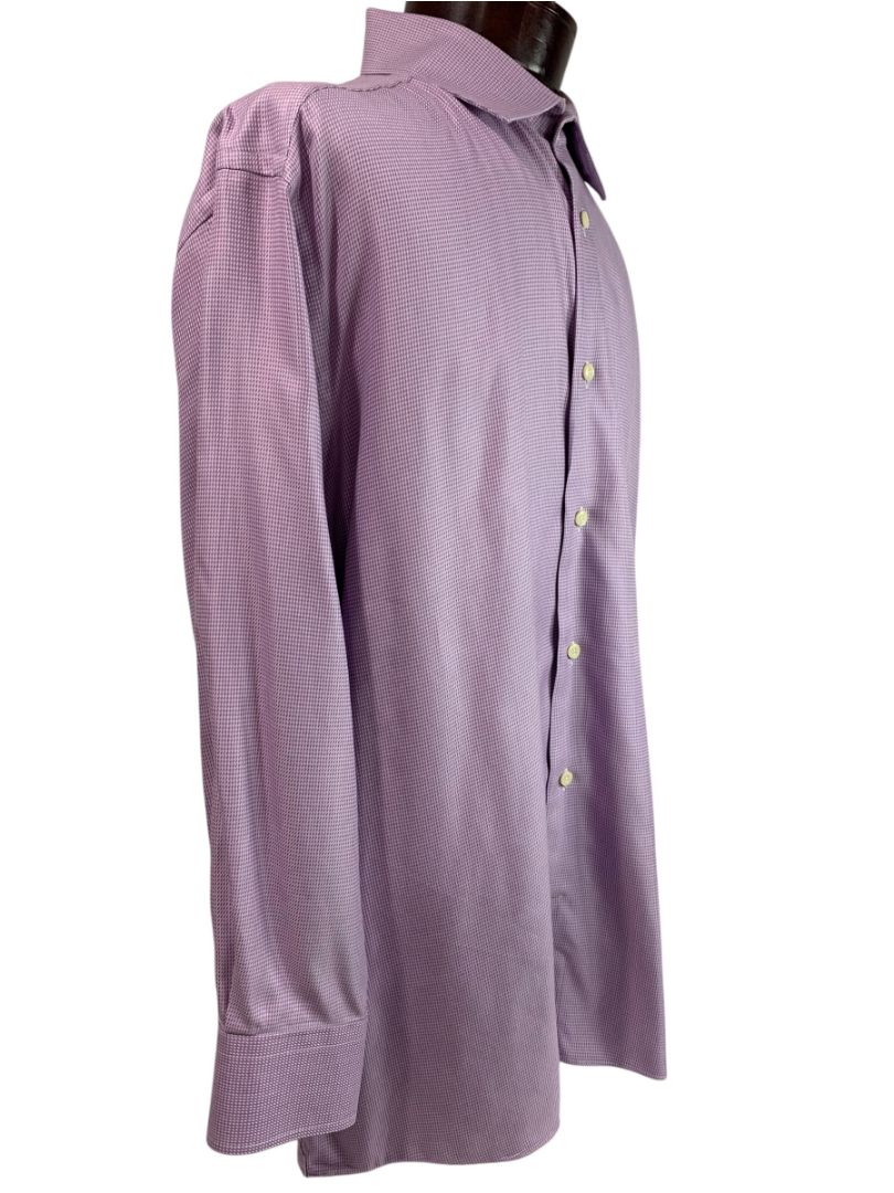 XL (17.5 32/33) David Donahue Mens Dress Shirt Button Up Purple White