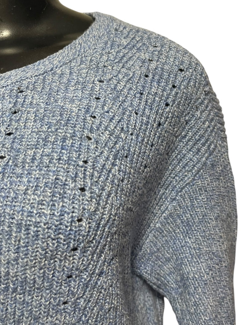 Small Talbots Womens Marled Cornflower Blue Sweater Lace Up Detail