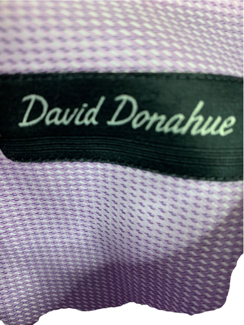 XL (17.5 32/33) David Donahue Mens Dress Shirt Button Up Purple White