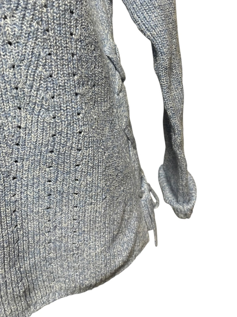 Small Talbots Womens Marled Cornflower Blue Sweater Lace Up Detail