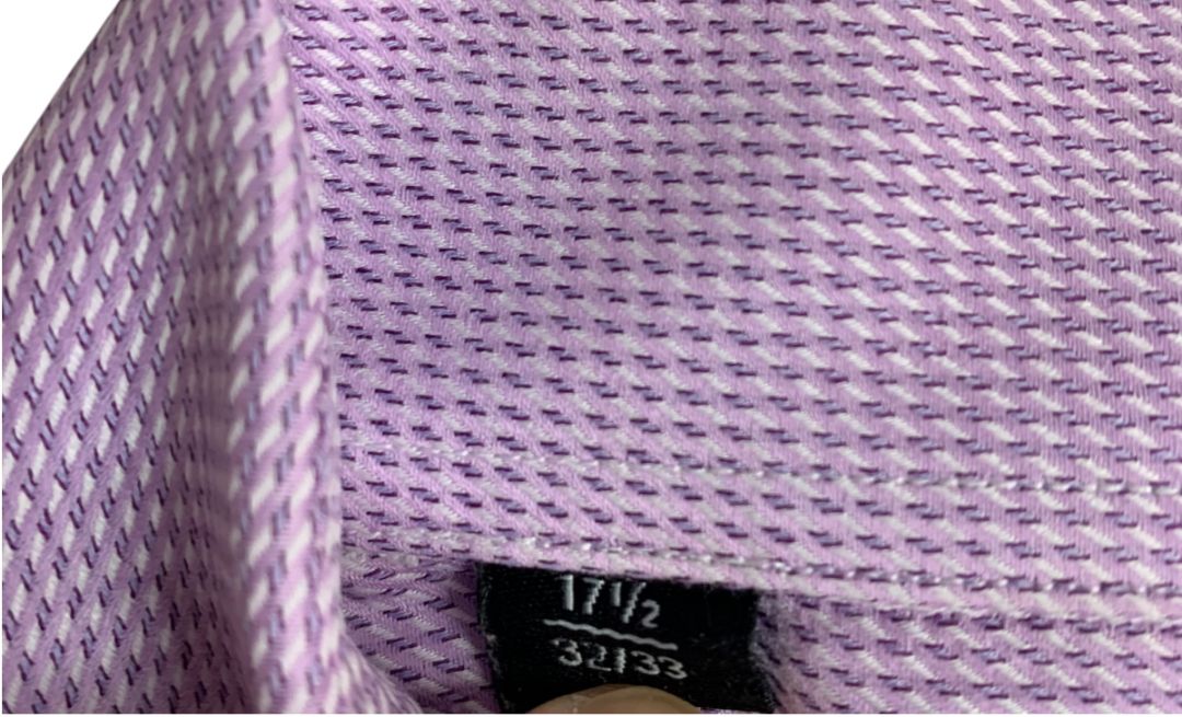 XL (17.5 32/33) David Donahue Mens Dress Shirt Button Up Purple White