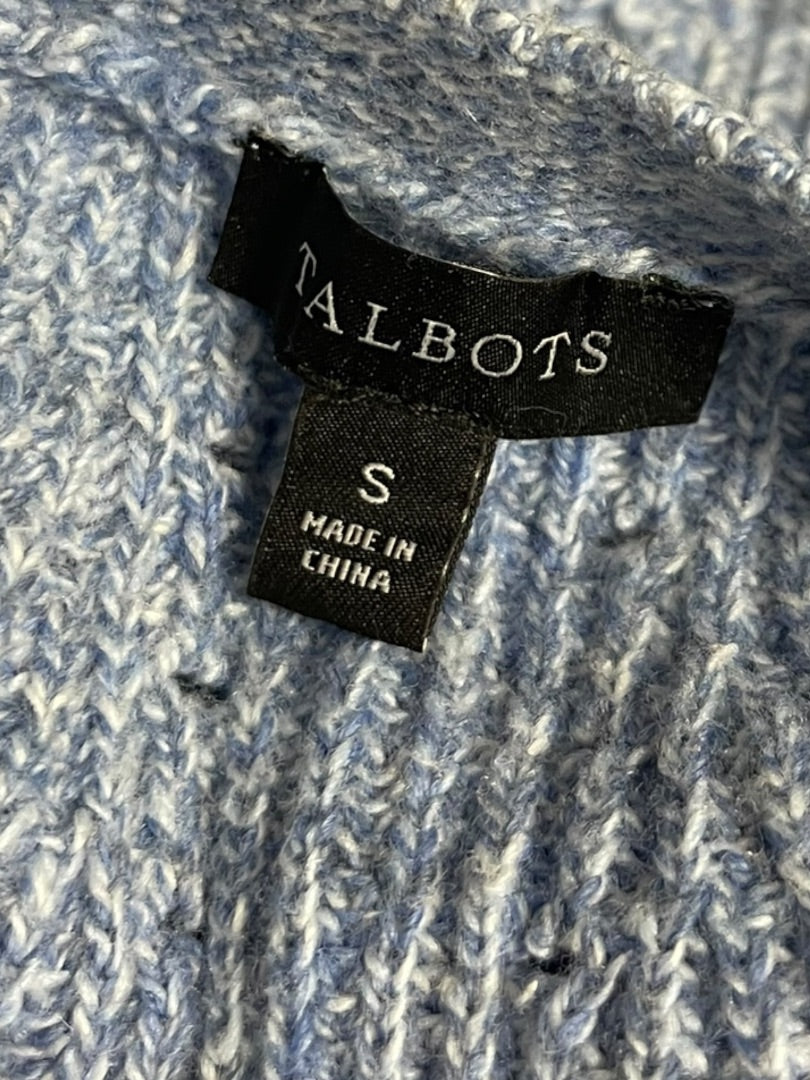 Small Talbots Womens Marled Cornflower Blue Sweater Lace Up Detail