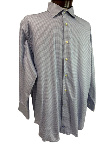 XL (17.5 32/33) David Donahue Mens Dress Shirt Button Up Woven Blue