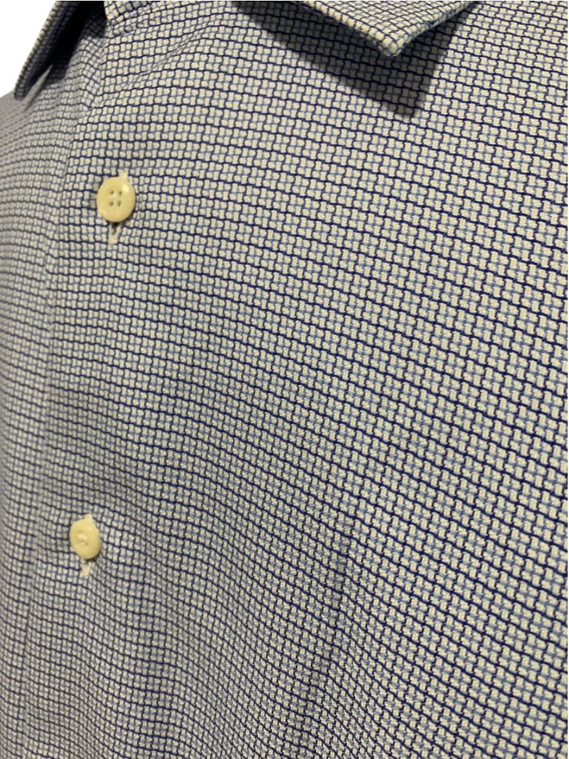 XL (17.5 32/33) David Donahue Mens Dress Shirt Button Up Woven Blue