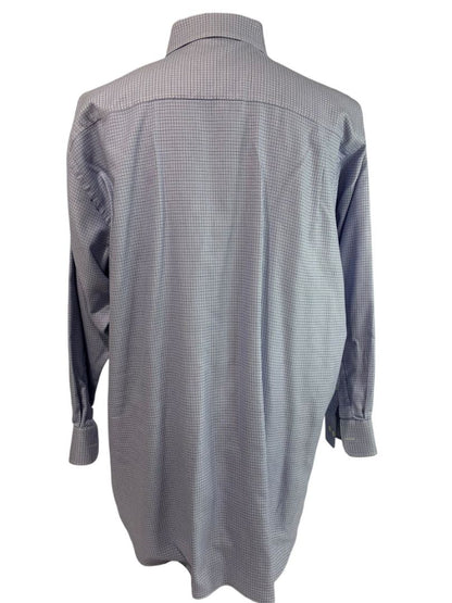 XL (17.5 32/33) David Donahue Mens Dress Shirt Button Up Woven Blue