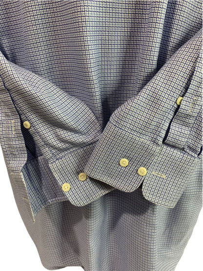XL (17.5 32/33) David Donahue Mens Dress Shirt Button Up Woven Blue