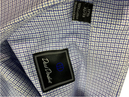 XL (17.5 32/33) David Donahue Mens Dress Shirt Button Up Woven Blue