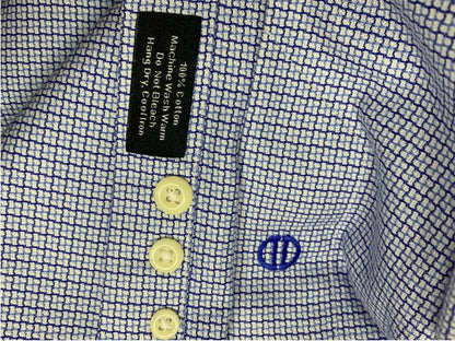 XL (17.5 32/33) David Donahue Mens Dress Shirt Button Up Woven Blue