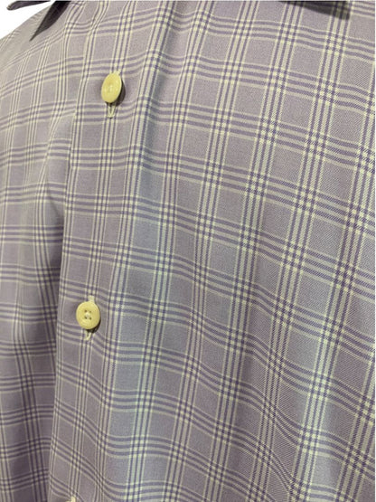XL (17.5 32/33) David Donahue Mens Dress Shirt Button Up Light Purple Plaid