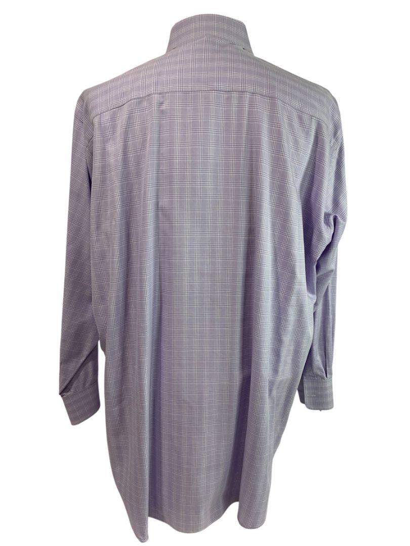 XL (17.5 32/33) David Donahue Mens Dress Shirt Button Up Light Purple Plaid