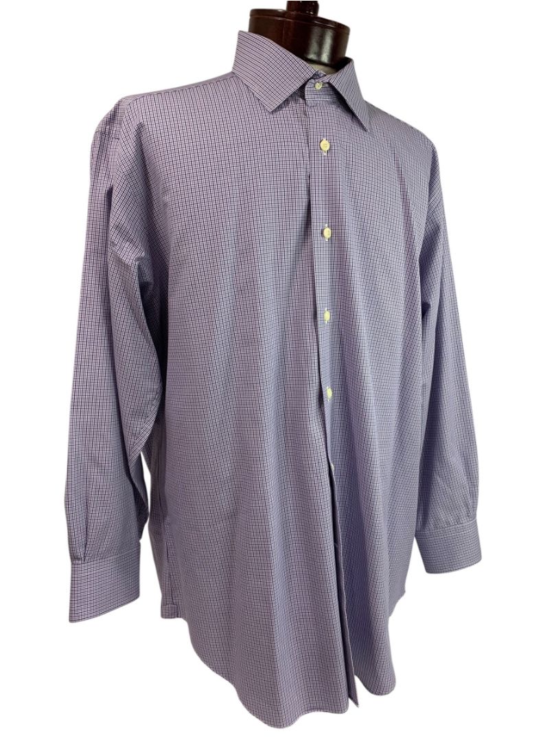 XL (17.5 32/33) David Donahue Mens Dress Shirt Button Up Purple Blue