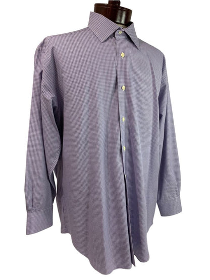 XL (17.5 32/33) David Donahue Mens Dress Shirt Button Up Purple Blue