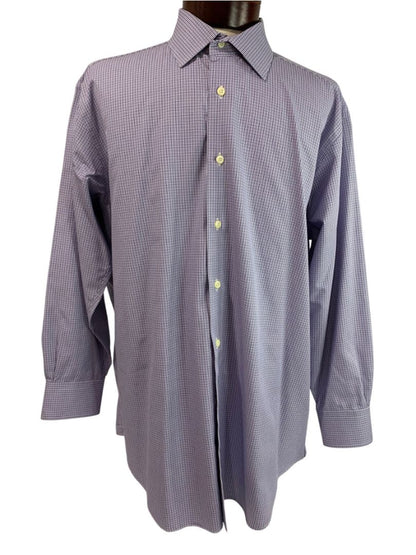 XL (17.5 32/33) David Donahue Mens Dress Shirt Button Up Purple Blue