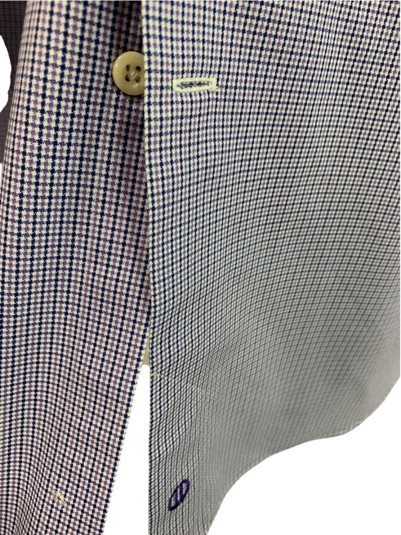 XL (17.5 32/33) David Donahue Mens Dress Shirt Button Up Purple Blue
