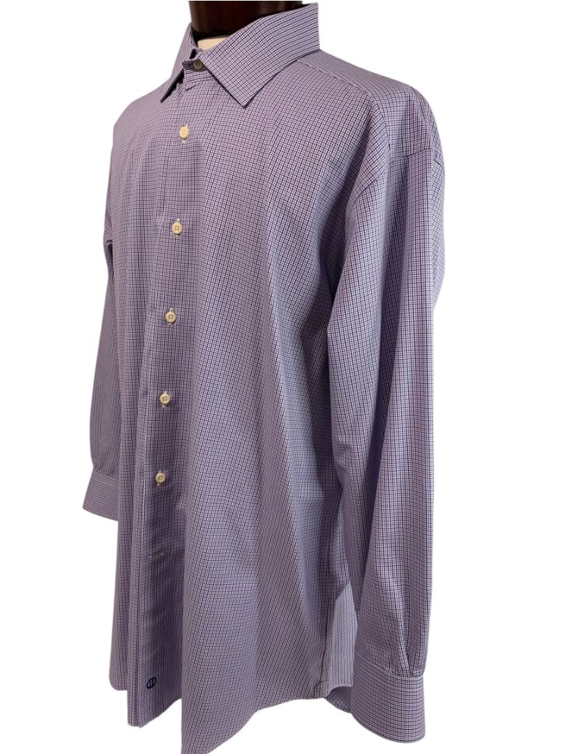 XL (17.5 32/33) David Donahue Mens Dress Shirt Button Up Purple Blue