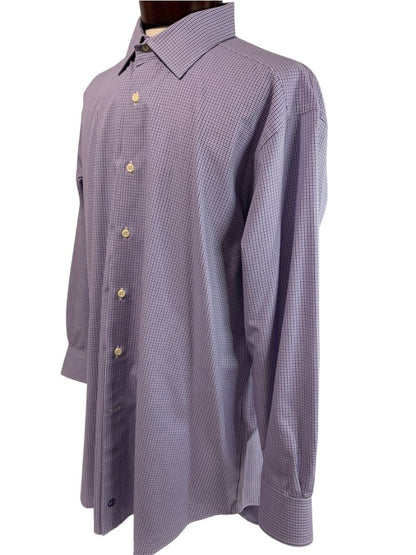 XL (17.5 32/33) David Donahue Mens Dress Shirt Button Up Purple Blue