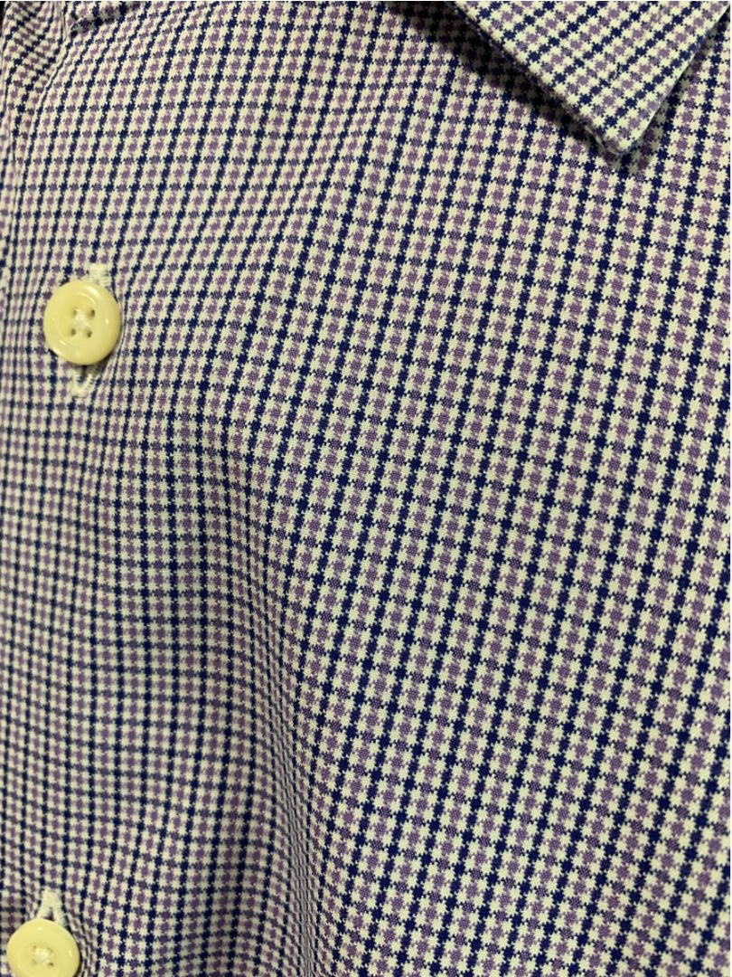 XL (17.5 32/33) David Donahue Mens Dress Shirt Button Up Purple Blue