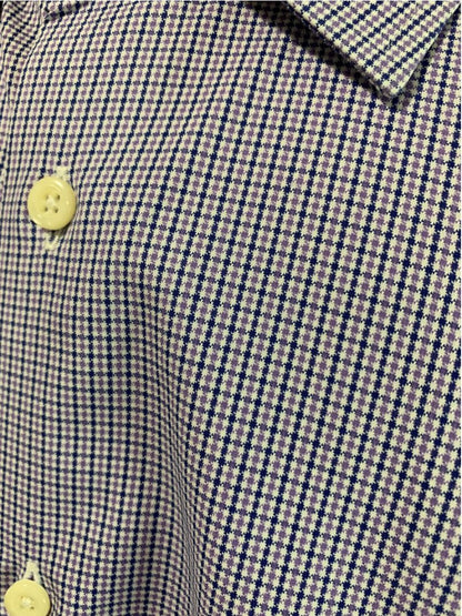 XL (17.5 32/33) David Donahue Mens Dress Shirt Button Up Purple Blue