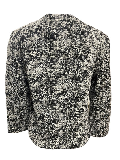 Medium Ann Taylor Womens Full Zip Wool Blend Black White Jacket