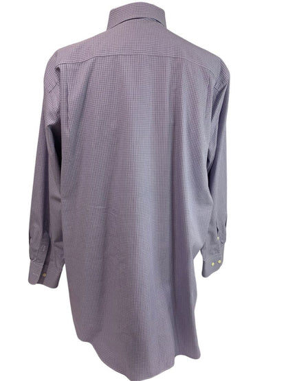 XL (17.5 32/33) David Donahue Mens Dress Shirt Button Up Purple Blue