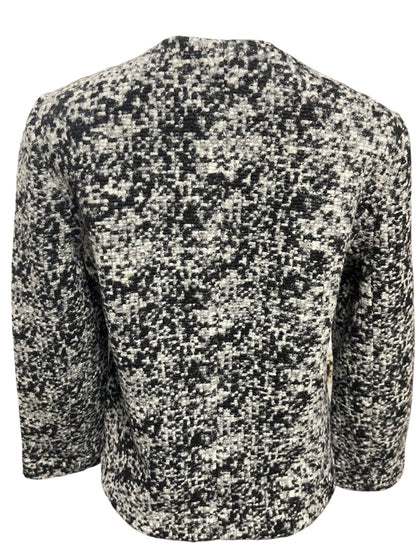Medium Ann Taylor Womens Full Zip Wool Blend Black White Jacket