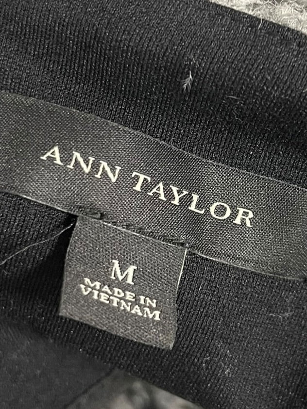 Medium Ann Taylor Womens Full Zip Wool Blend Black White Jacket