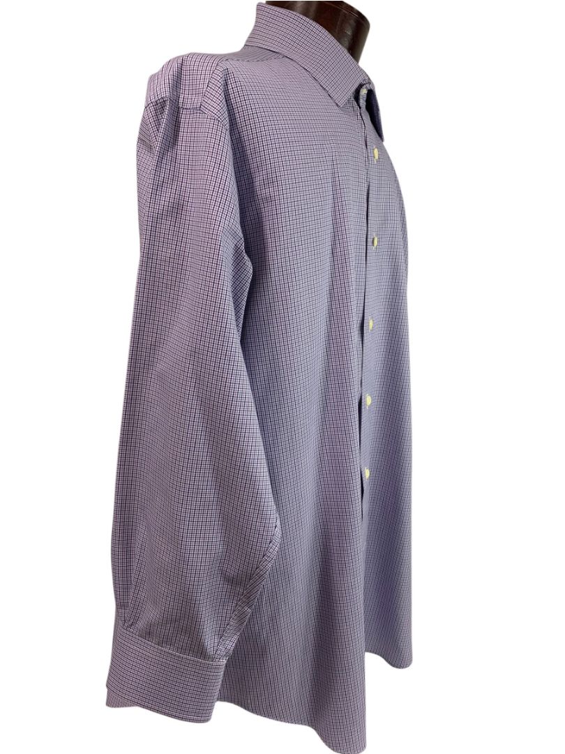 XL (17.5 32/33) David Donahue Mens Dress Shirt Button Up Purple Blue