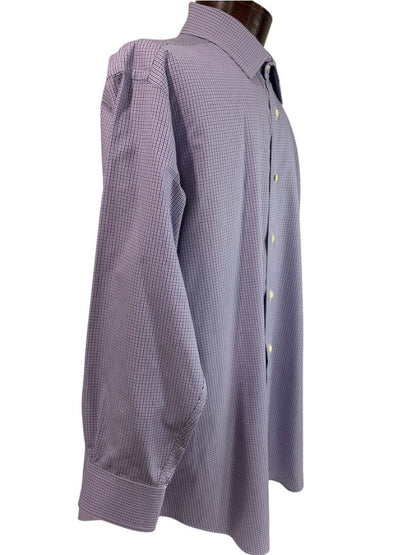 XL (17.5 32/33) David Donahue Mens Dress Shirt Button Up Purple Blue
