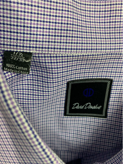 XL (17.5 32/33) David Donahue Mens Dress Shirt Button Up Purple Blue