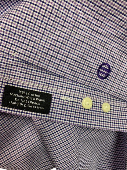 XL (17.5 32/33) David Donahue Mens Dress Shirt Button Up Purple Blue