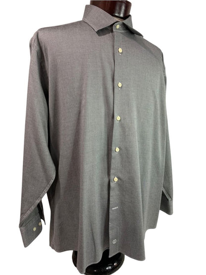 XL (17.5 32/33) David Donahue Mens Dress Shirt Button Up Black White Oxford