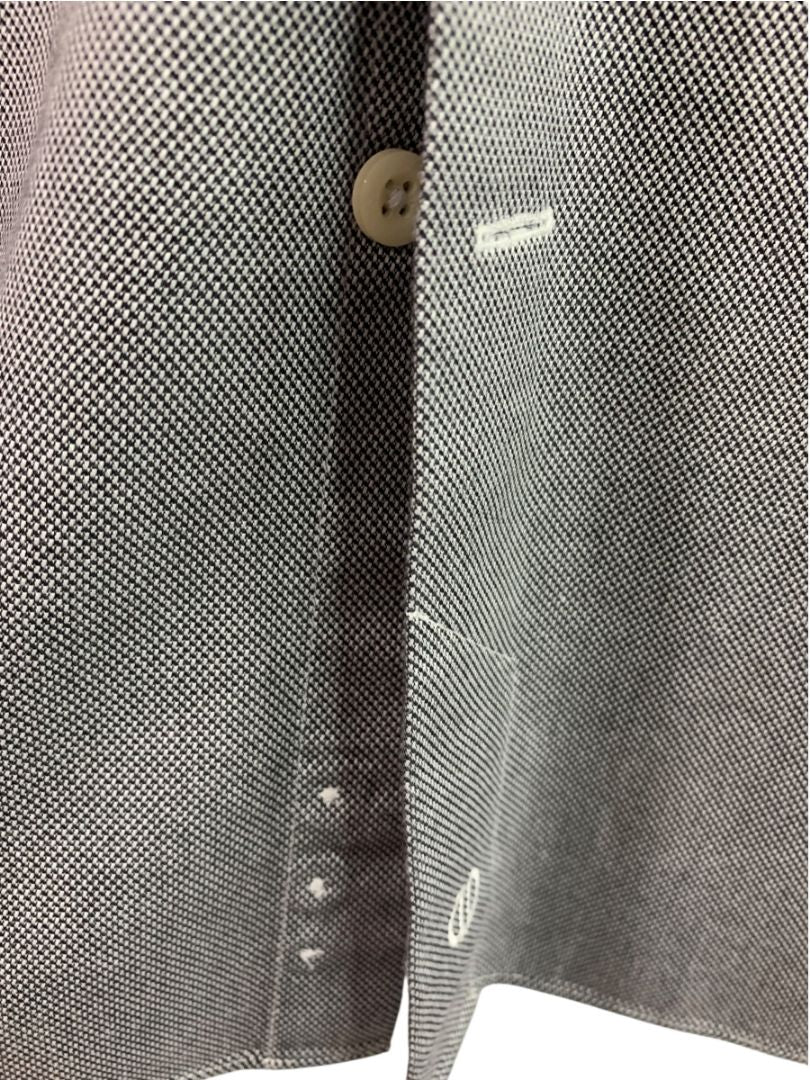 XL (17.5 32/33) David Donahue Mens Dress Shirt Button Up Black White Oxford