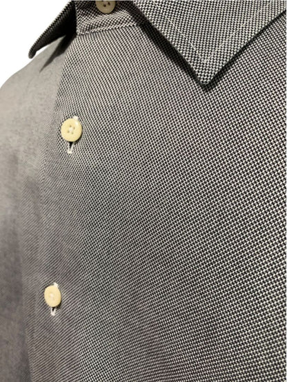 XL (17.5 32/33) David Donahue Mens Dress Shirt Button Up Black White Oxford