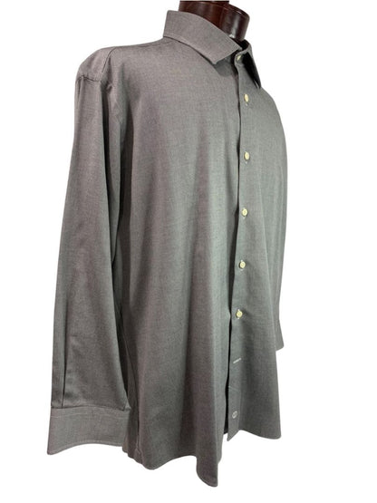 XL (17.5 32/33) David Donahue Mens Dress Shirt Button Up Black White Oxford