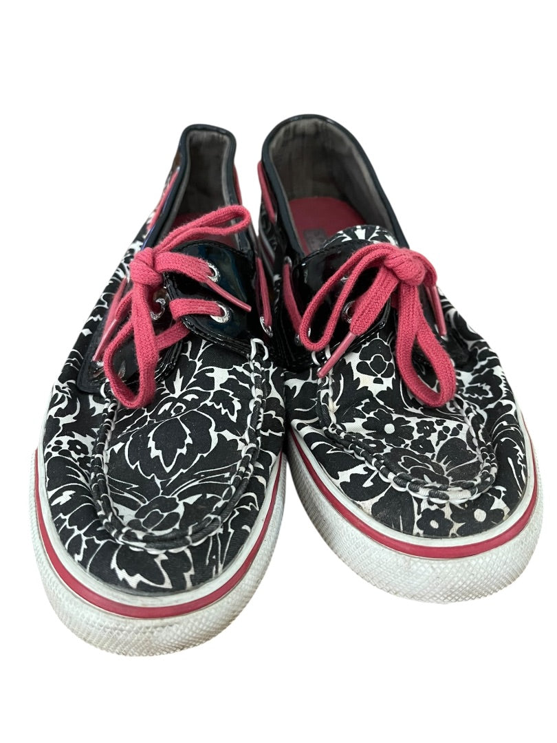 Size 7.5M Sperry Top Sider Floral 9776444 Black White Red