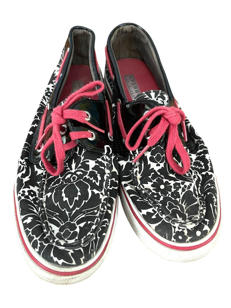 Size 7.5M Sperry Top Sider Floral 9776444 Black White Red