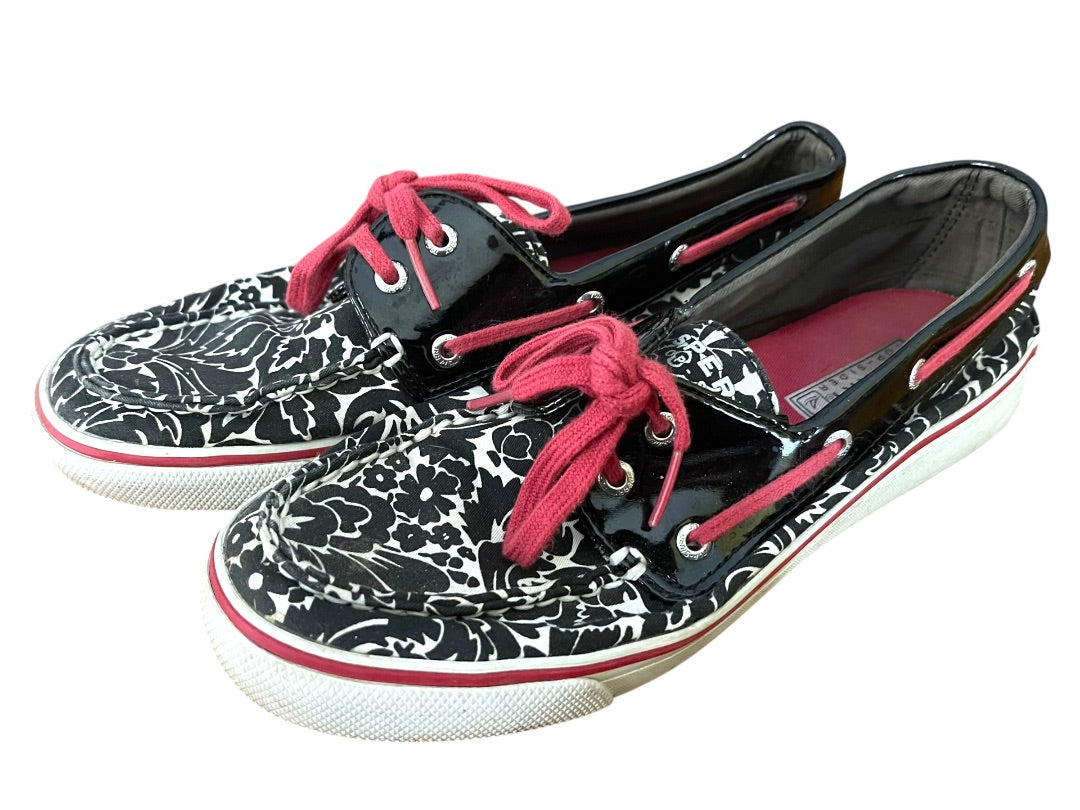 Size 7.5M Sperry Top Sider Floral 9776444 Black White Red