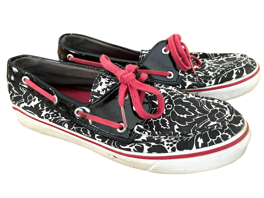 Size 7.5M Sperry Top Sider Floral 9776444 Black White Red