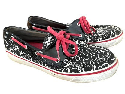 Size 7.5M Sperry Top Sider Floral 9776444 Black White Red