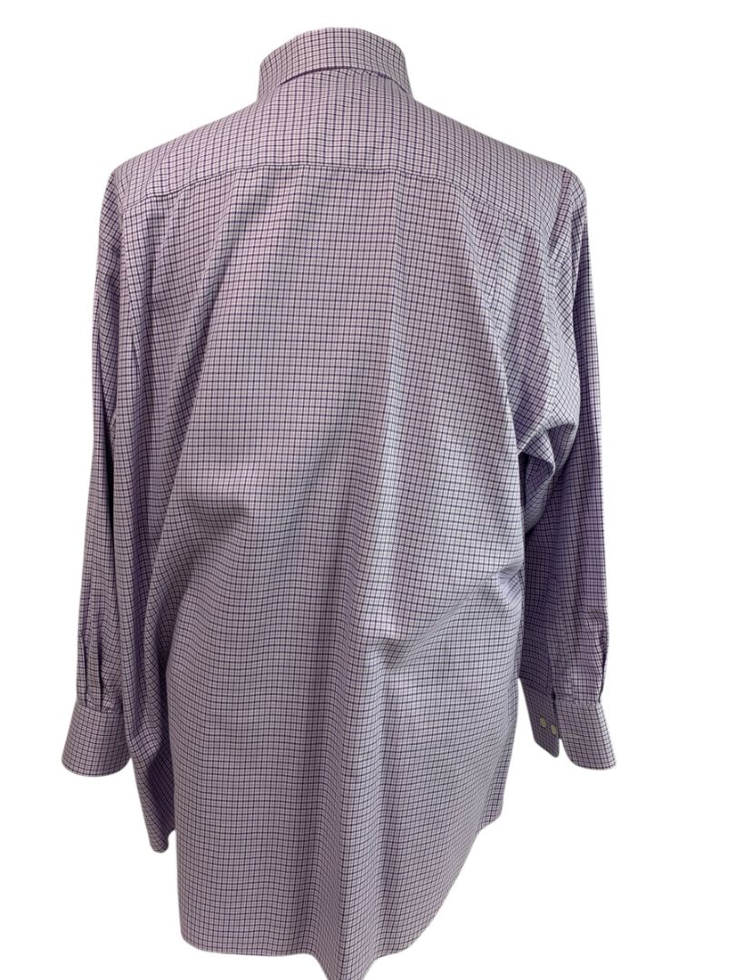 XL (17.5 32/33) David Donahue Mens Dress Shirt Button Up Purple Houndstooth Plaid Pattern