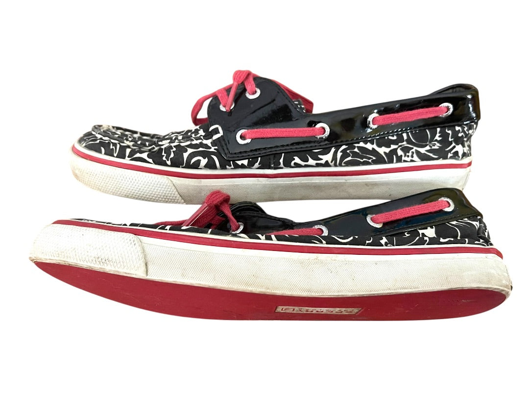 Size 7.5M Sperry Top Sider Floral 9776444 Black White Red