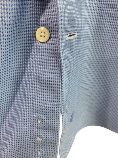 XL (17.5 32/33) David Donahue Mens Dress Shirt Button Up Blue Pattern